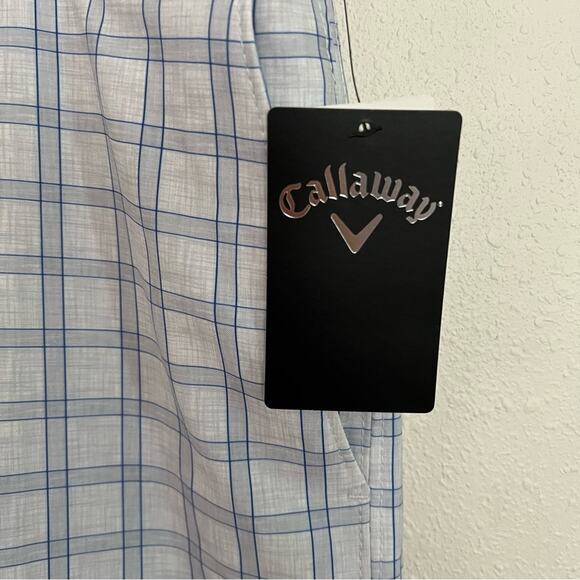 New Callaway White & Blue Flat Front Golf Shorts Men's Size 36 - Picture 2 of 6